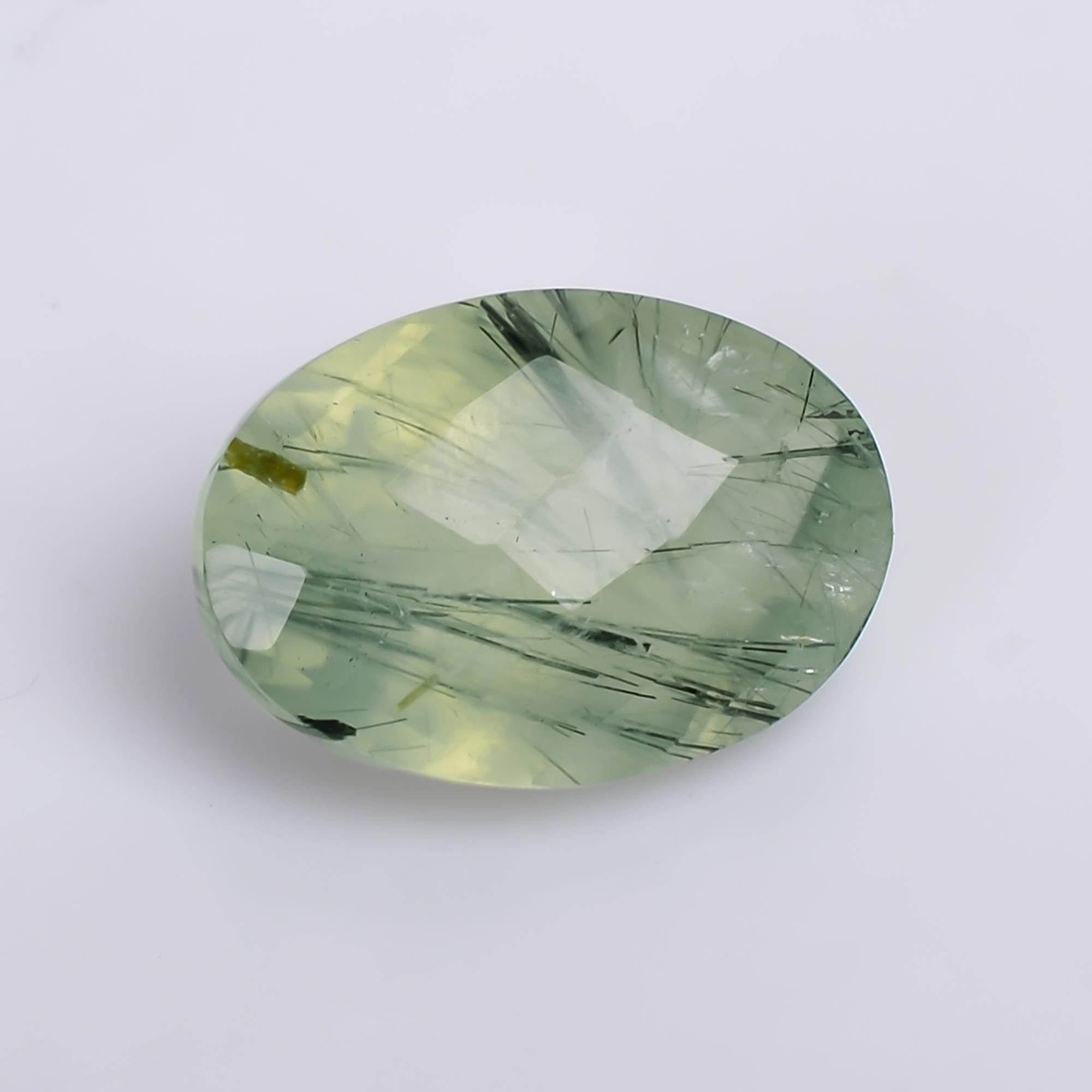 prehnite with epidote natural oval shape faceted loose gemstone